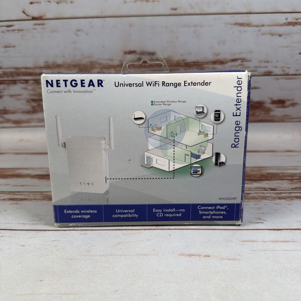 NETGEAR WN3000RP N300 Universal WiFi Range Extender 300Mbps Wall Plug Booster